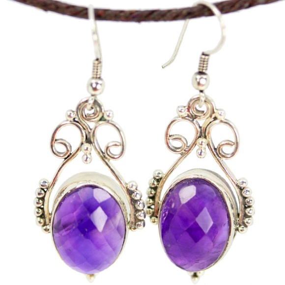 Open Work Amethyst Queenly Earrings - Picture 1 of 1